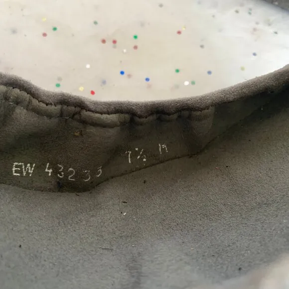 Stuart Weitzman Gray Suede Gunmetal Studded Ballet Flats Elastic Hold - Size 9.5
