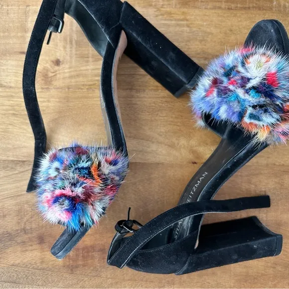 Stuart Weitzman Icelandia fur and suede high heels