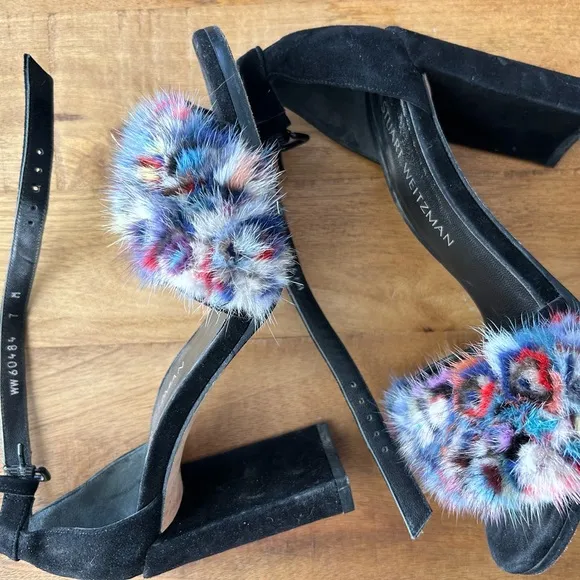 Stuart Weitzman Icelandia fur and suede high heels