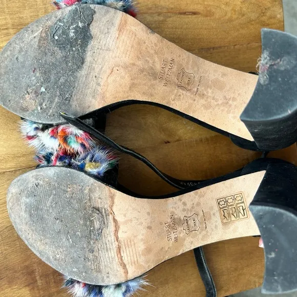 Stuart Weitzman Icelandia fur and suede high heels