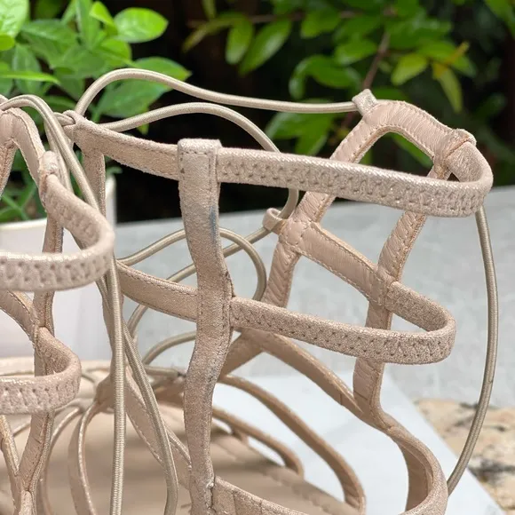 STUART WEITZMAN KORA Lace Up Gladiator Sandals shimmer suede leather sandals 8