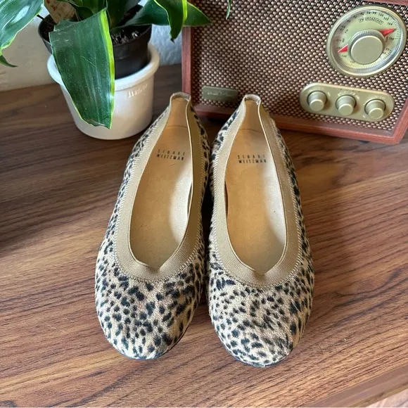 Stuart Weitzman Lastikon Leopard Print Suede Ballet Flats