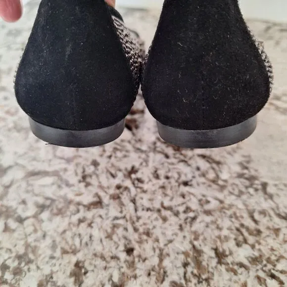Stuart Weitzman metallic studded black suede flats size 7.5