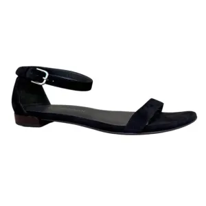 Stuart Weitzman Nudist June Sandals Black Suede Flats Size 7.5