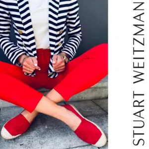 Stuart Weitzman Nugal Espadrille Flats Size Womens 8Slip On Red