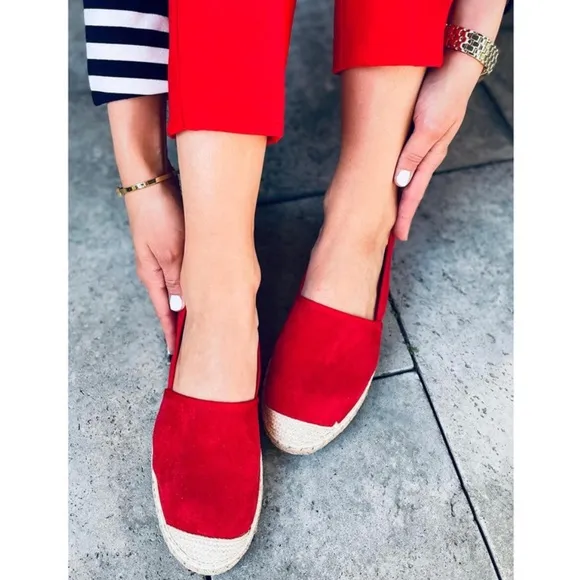 Stuart Weitzman Nugal Espadrille Flats Size Womens 8Slip On Red