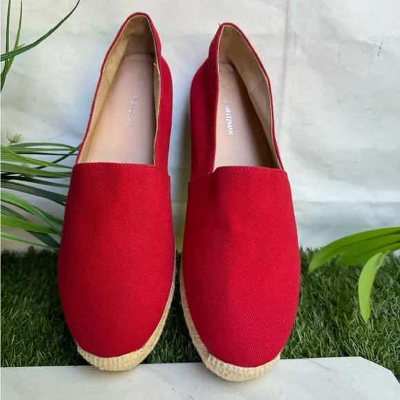 Stuart Weitzman Nugal Espadrille Flats Size Womens 8Slip On Red