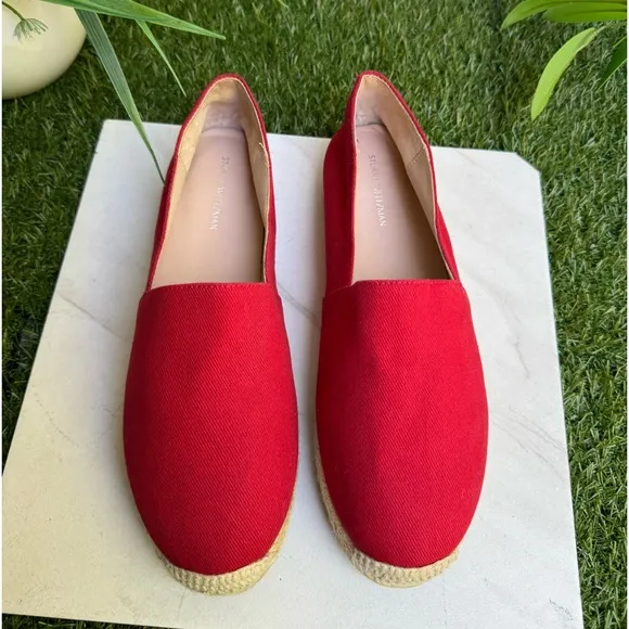 Stuart Weitzman Nugal Espadrille Flats Size Womens 8Slip On Red