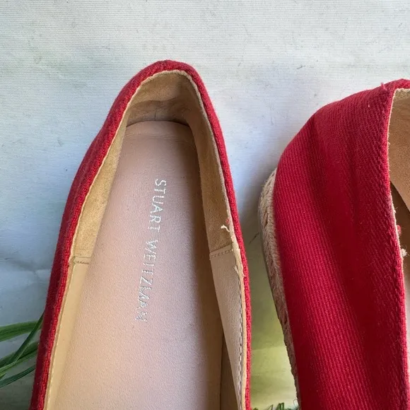 Stuart Weitzman Nugal Espadrille Flats Size Womens 8Slip On Red