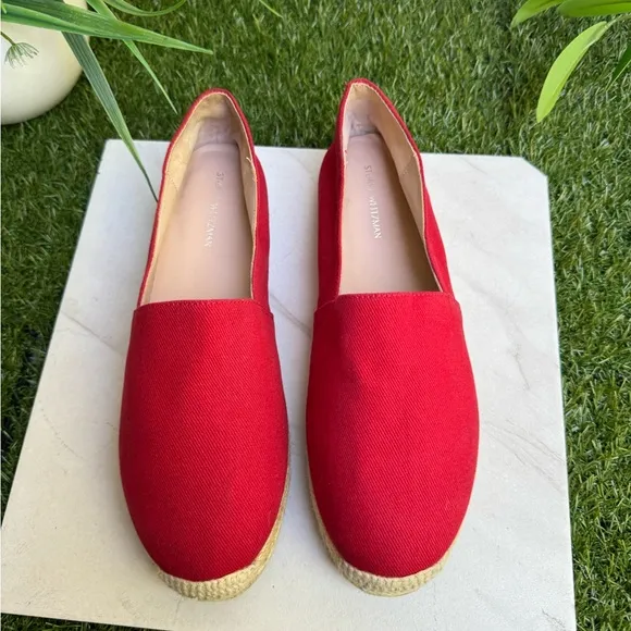 Stuart Weitzman Nugal Espadrille Flats Size Womens 8Slip On Red
