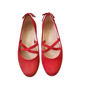 Stuart Weitzman Red Suede Ballet Flats