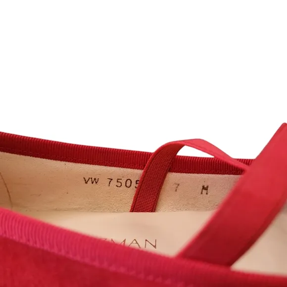 Stuart Weitzman Red Suede Ballet Flats