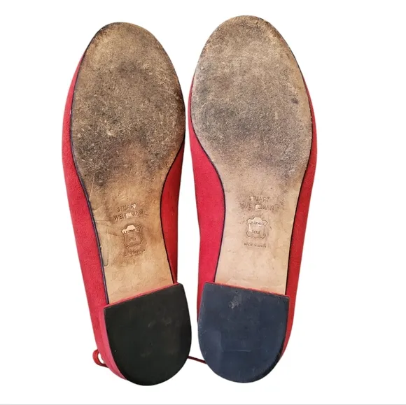 Stuart Weitzman Red Suede Ballet Flats