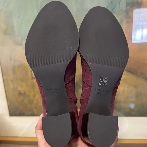 🌹STUART WEITZMAN🌹 Rylan Leather Ankle Boots Cabernet Size: 5.5B