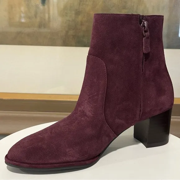 🌹STUART WEITZMAN🌹 Rylan Leather Ankle Boots Cabernet Size: 5.5B