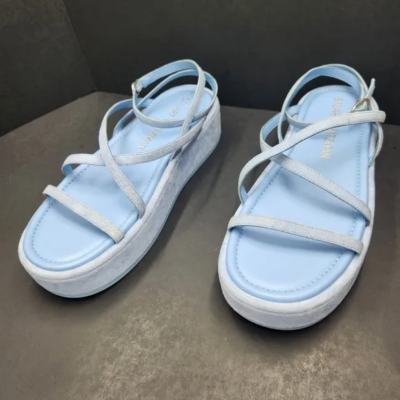 Stuart Weitzman sandals 11.5B blue suede Summerlift flatform chunky new $295