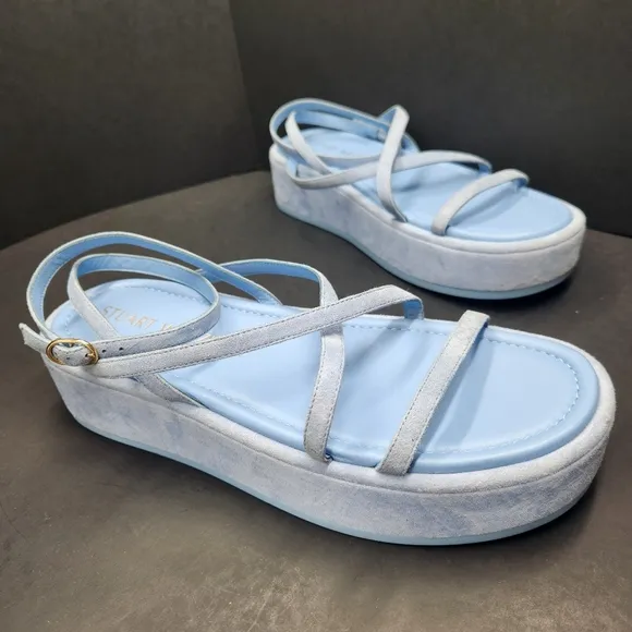 Stuart Weitzman sandals 11.5B blue suede Summerlift flatform chunky new $295