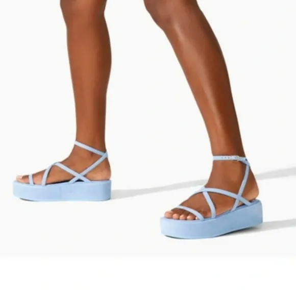 Stuart Weitzman sandals 11.5B blue suede Summerlift flatform chunky new $295