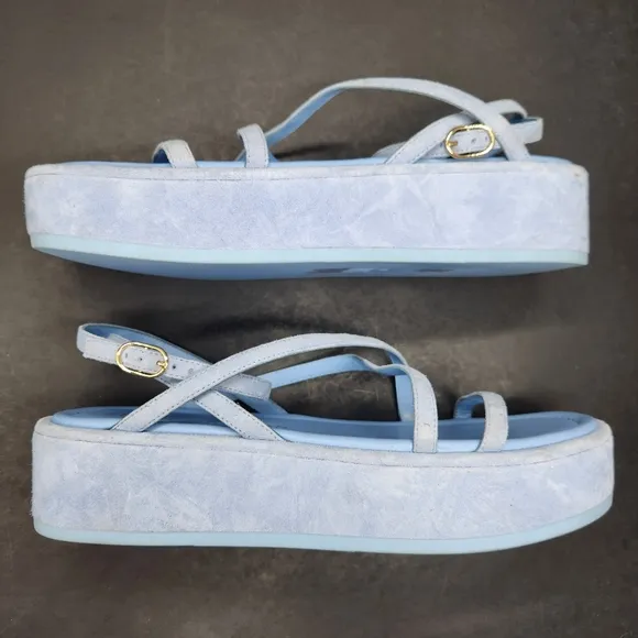 Stuart Weitzman sandals 11.5B blue suede Summerlift flatform chunky new $295