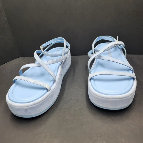 Stuart Weitzman sandals 11.5B blue suede Summerlift flatform chunky new $295