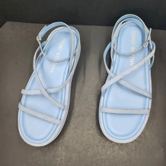 Stuart Weitzman sandals 11.5B blue suede Summerlift flatform chunky new $295