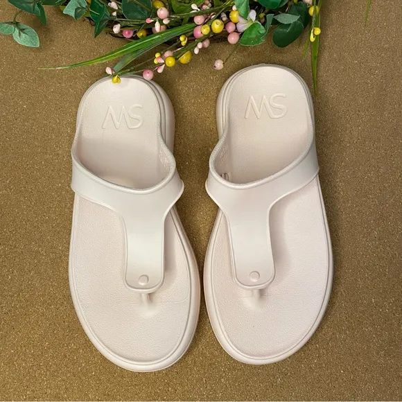 Stuart Weitzman Slide Sandals Chunky Stuflex T Strap Size 6