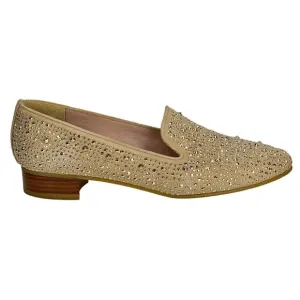Stuart Weitzman Slipbeads Studded Gold ASO Hart of Dixie Heel Loafers 8.5 FLAW