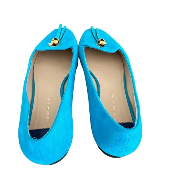 Stuart Weitzman Slipknot Suede Leather Aqua Blue Tassel Loafers Flats Women’s