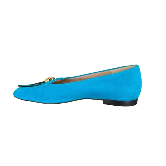 Stuart Weitzman Slipknot Suede Leather Aqua Blue Tassel Loafers Flats Women’s