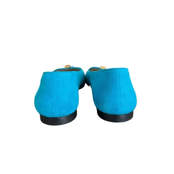 Stuart Weitzman Slipknot Suede Leather Aqua Blue Tassel Loafers Flats Women’s