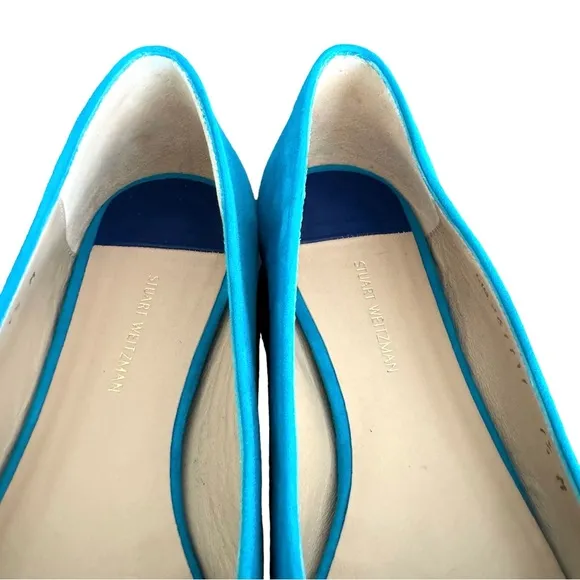 Stuart Weitzman Slipknot Suede Leather Aqua Blue Tassel Loafers Flats Women’s