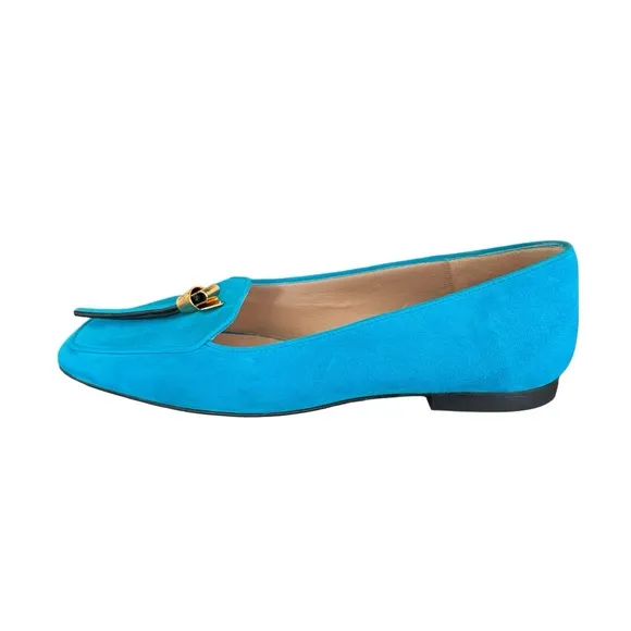 Stuart Weitzman Slipknot Suede Leather Aqua Blue Tassel Loafers Flats Women’s