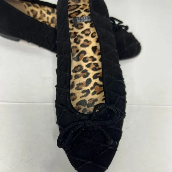 Stuart Weitzman Suede Ballet Flats with Raised Criss Cross Pattern