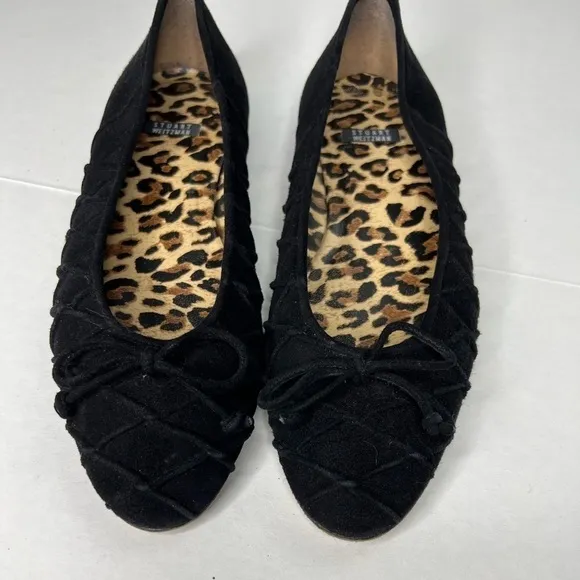 Stuart Weitzman Suede Ballet Flats with Raised Criss Cross Pattern