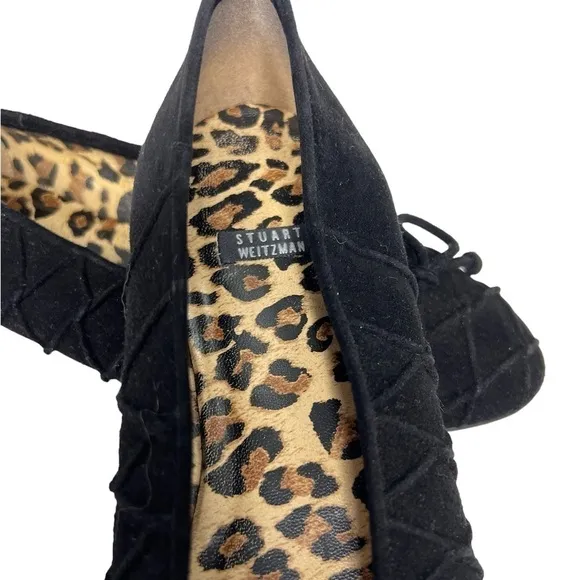 Stuart Weitzman Suede Ballet Flats with Raised Criss Cross Pattern