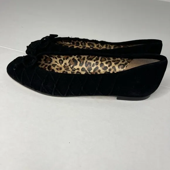 Stuart Weitzman Suede Ballet Flats with Raised Criss Cross Pattern