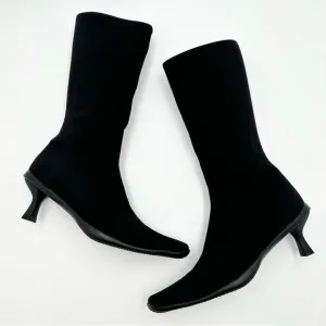 Stuart Weitzman Tall Fabric Kitten Hell Boots