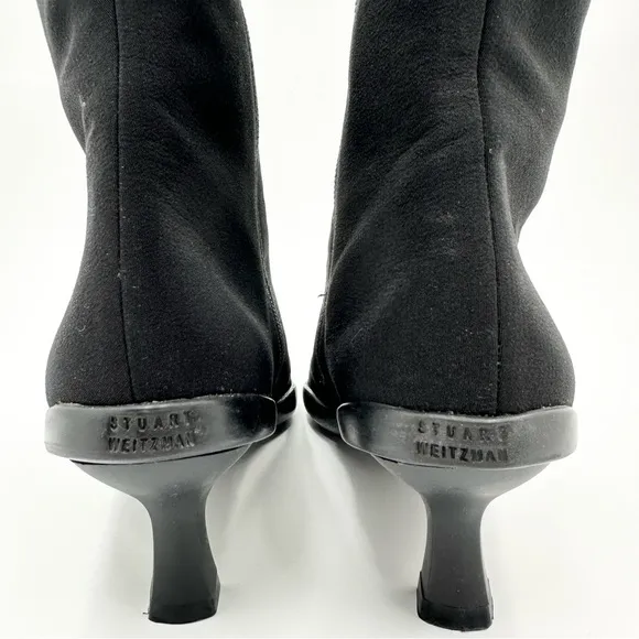 Stuart Weitzman Tall Fabric Kitten Hell Boots