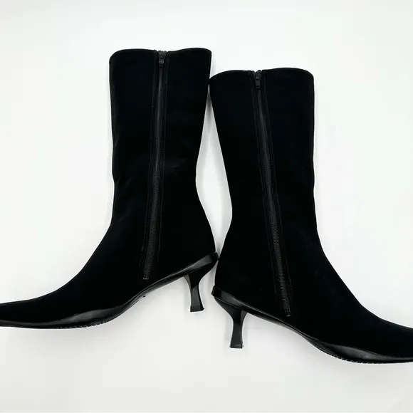 Stuart Weitzman Tall Fabric Kitten Hell Boots