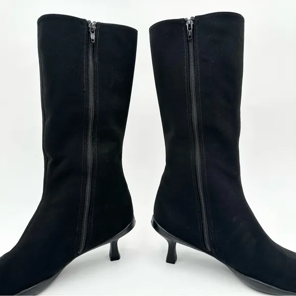 Stuart Weitzman Tall Fabric Kitten Hell Boots