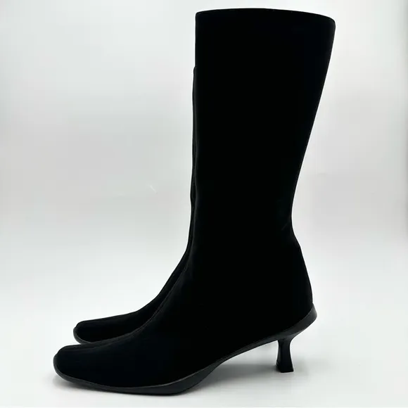 Stuart Weitzman Tall Fabric Kitten Hell Boots