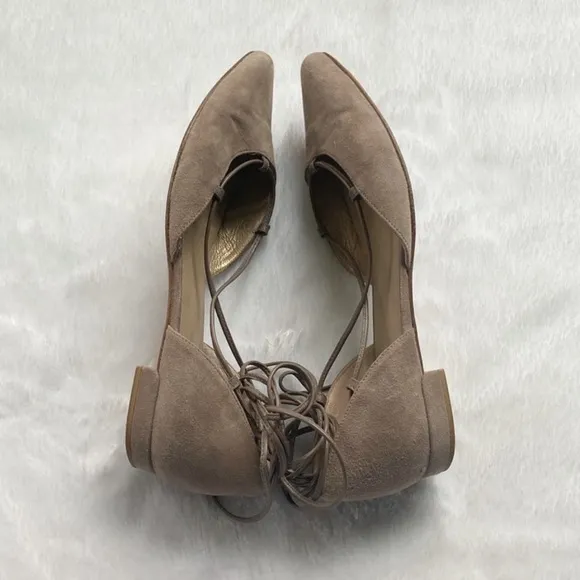 Stuart Weitzman Tan Suede Gilligan Lace-up D'orsay Flats, size 8
