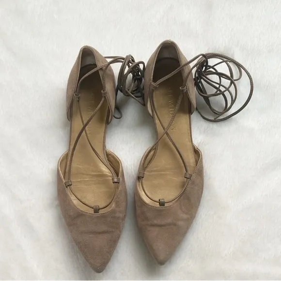 Stuart Weitzman Tan Suede Gilligan Lace-up D'orsay Flats, size 8