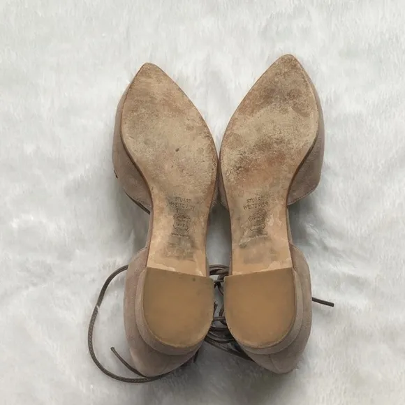 Stuart Weitzman Tan Suede Gilligan Lace-up D'orsay Flats, size 8