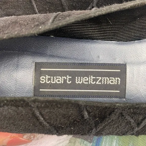 Stuart Weitzman Vintage Lattice Suede Ballet Flats in Black Size 8.5.