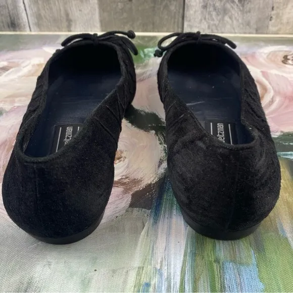 Stuart Weitzman Vintage Lattice Suede Ballet Flats in Black Size 8.5.