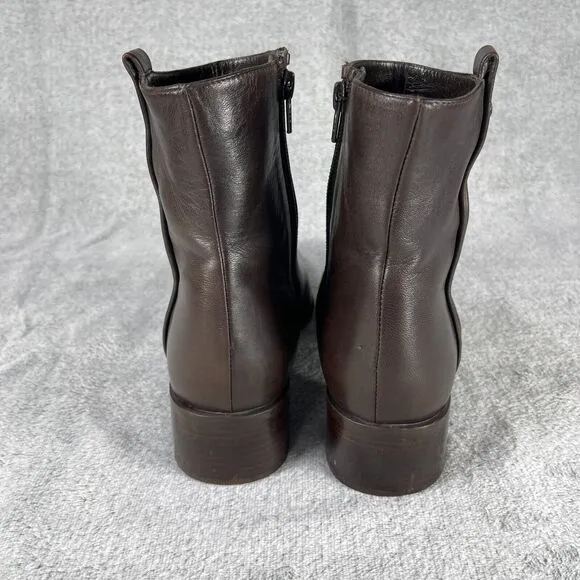 Stuart Weitzman Womens Bootie 9M Brown Leather Square Toe Side Zip Boots