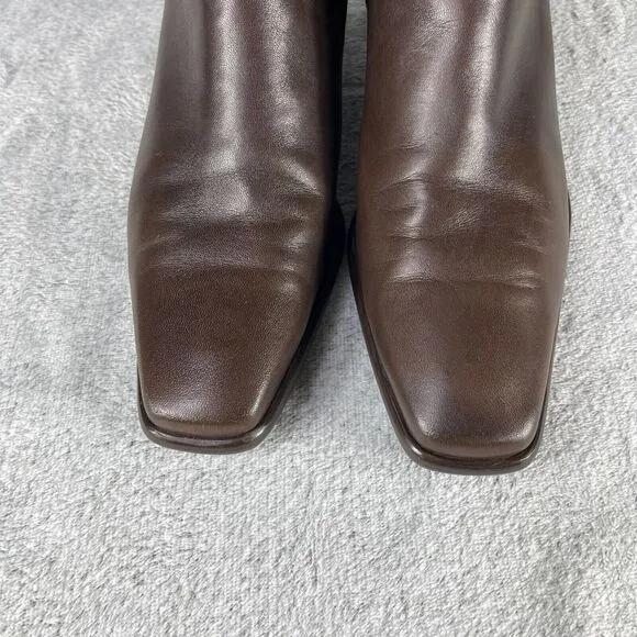 Stuart Weitzman Womens Bootie 9M Brown Leather Square Toe Side Zip Boots