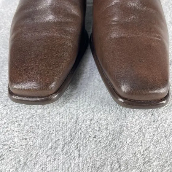 Stuart Weitzman Womens Bootie 9M Brown Leather Square Toe Side Zip Boots