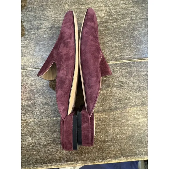 Stuart Weitzman Womens Meena Mule Size 5 Loafer Slip On Flat Plum Suede
